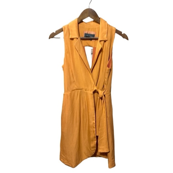 NWT - Anthropologie Linen Wrap Mini Dress - Orange - size XS - Picture 5 of 7